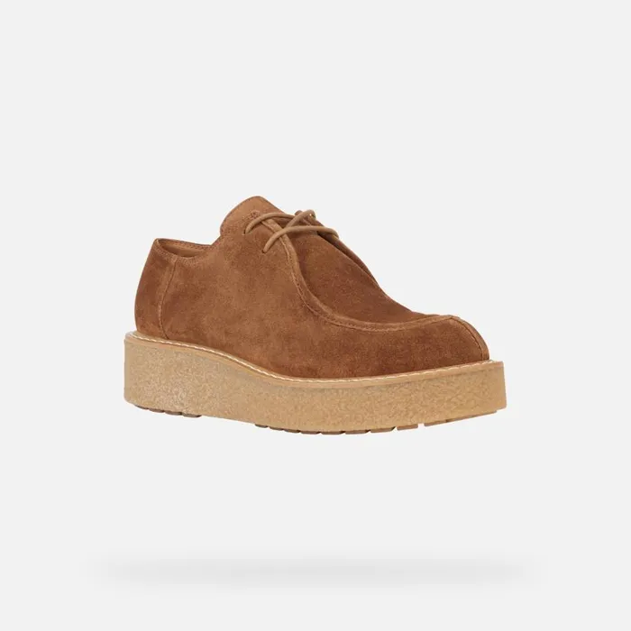 Geox Wedges ELIDEA D Suede Shoes Camel Woman Geox Dark Camel 8211 Woman