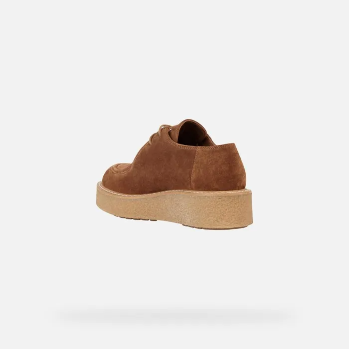Geox Wedges ELIDEA D Suede Shoes Camel Woman Geox Dark Camel 8211 Woman