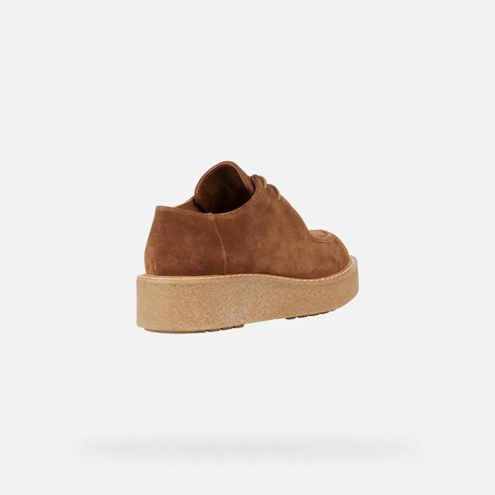 Geox Wedges ELIDEA D Suede Shoes Camel Woman Geox Dark Camel 8211 Woman