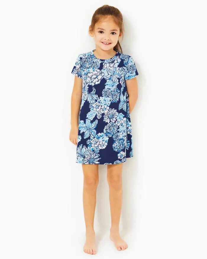 Girls Lilly Pulitzer Girls Dresses and Rompers Girls Mini Cody Dress Low Tide Navy Bouquet All Day