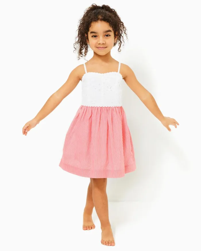 Girls Lilly Pulitzer Girls Dresses and Rompers Girls Mini Haylan Dress Mizner Red Seaside Stripe