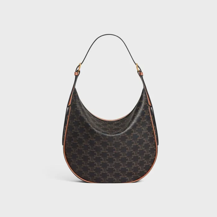 Heloise Bag In Triomphe Canvas And Calfskin Tan Women CELINE TRIOMPHE CANVAS