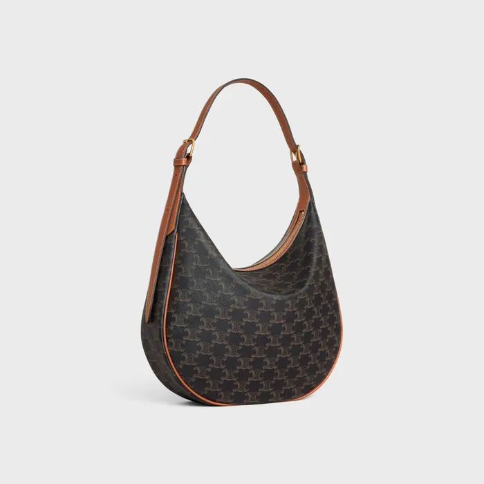 Heloise Bag In Triomphe Canvas And Calfskin Tan Women CELINE TRIOMPHE CANVAS Heloise Bag In Triomphe Canvas And Calfskin Tan Women CELINE TRIOMPHE CANVAS