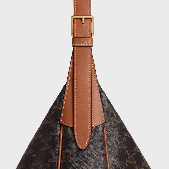 Heloise Bag In Triomphe Canvas And Calfskin Tan Women CELINE TRIOMPHE CANVAS Heloise Bag In Triomphe Canvas And Calfskin Tan Women CELINE TRIOMPHE CANVAS