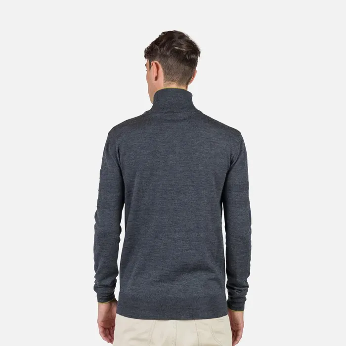 Herren Sweatshirts Und Pullover Rossignol Gestreifter Herrenstrickpullover Mit Halblangem Reiverschluss Onyxgrey