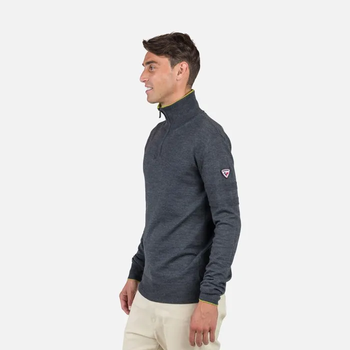 Herren Sweatshirts Und Pullover Rossignol Gestreifter Herrenstrickpullover Mit Halblangem Reiverschluss Onyxgrey