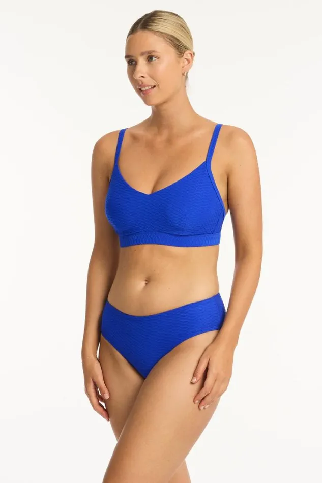 Honeycomb Mid Bikini Pant Honeycomb Cobalt Women Sea Level Bottoms