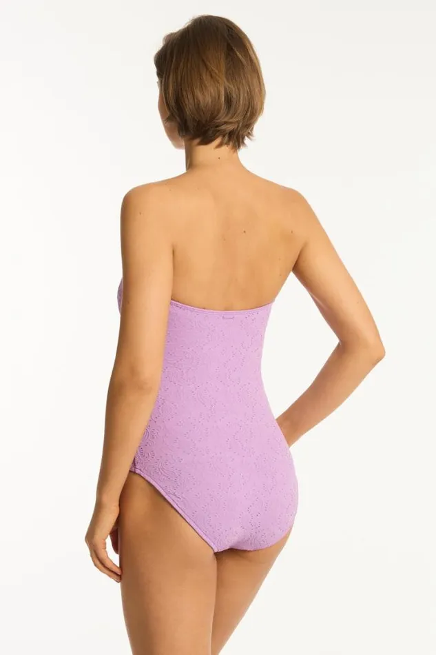 Interlace Seamless Bandeau One Piece Interlace Lavender Women Sea Level One Pieces