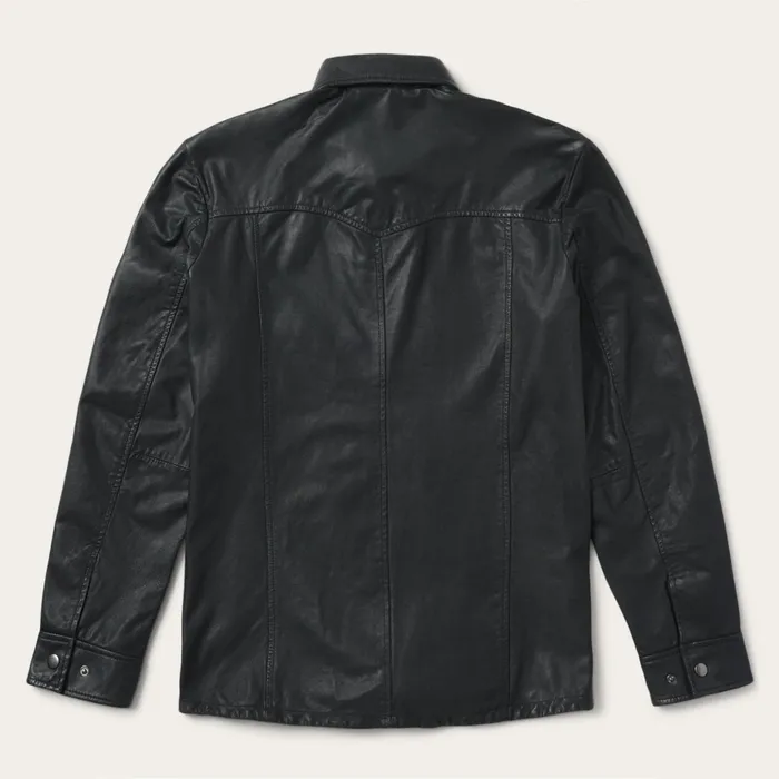 Jackets Men Stetson Leather Western Shirt Jacket Black
