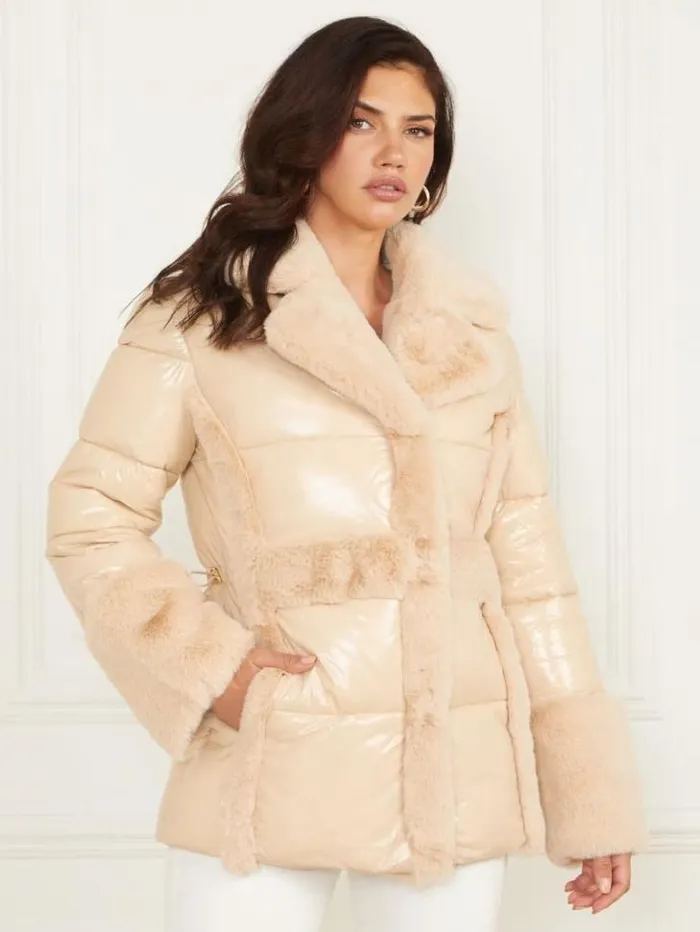 Jackets Women Marciano Bessie Puffer Coat Neutral Ivory
