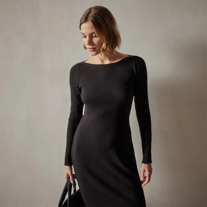 James Perse DressesJumpsuits Cotton Cashmere Bateau Dress Black 8211 Women