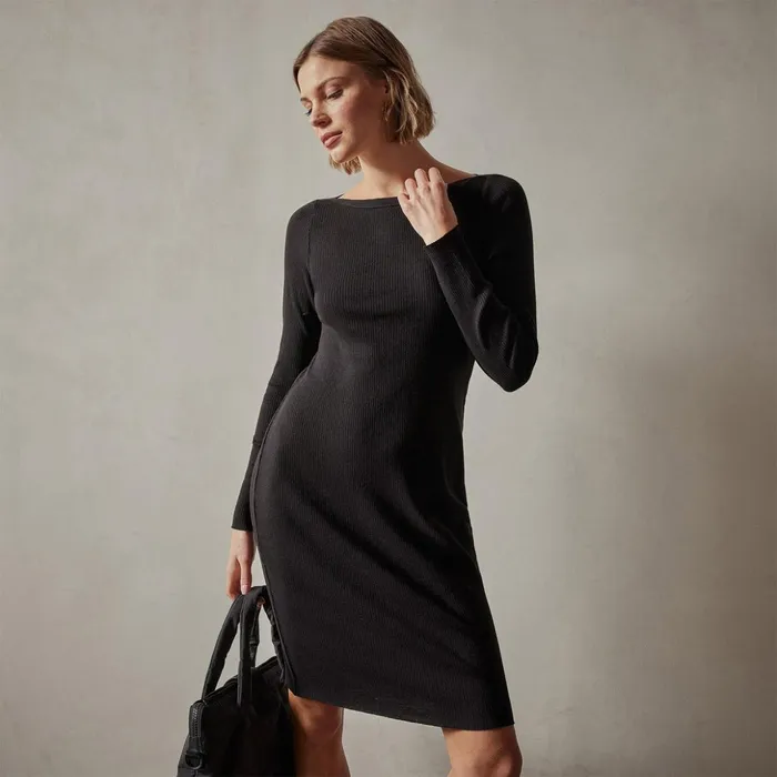 James Perse DressesJumpsuits Cotton Cashmere Bateau Dress Black 8211 Women