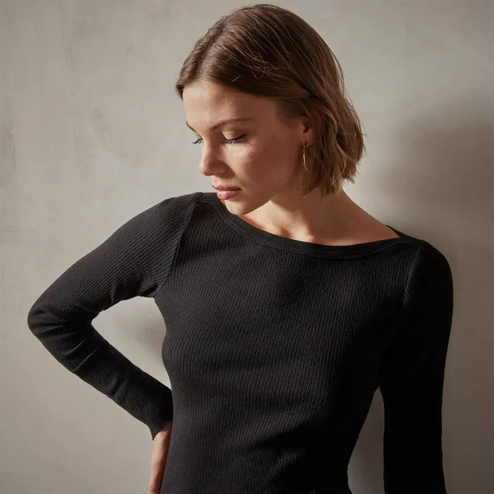 James Perse DressesJumpsuits Cotton Cashmere Bateau Dress Black 8211 Women