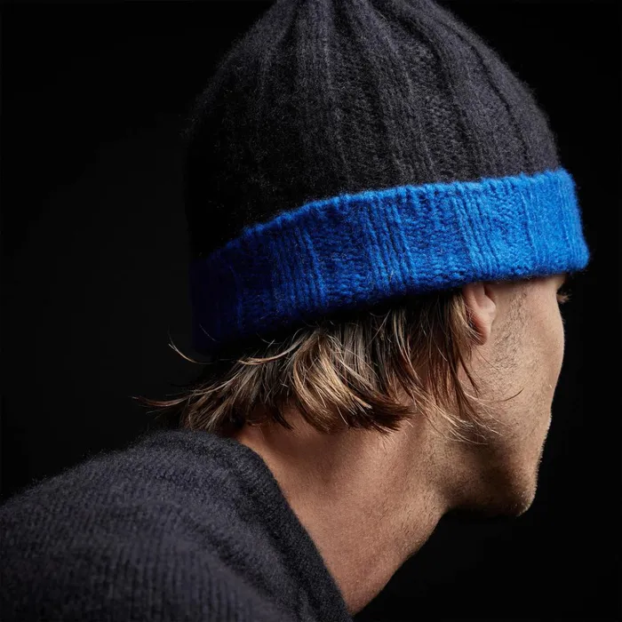 James Perse Hats Cashmere Contrast Beanie Blackroyal Blue 8211 MenWomen