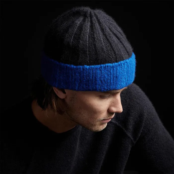 James Perse Hats Cashmere Contrast Beanie Blackroyal Blue 8211 MenWomen
