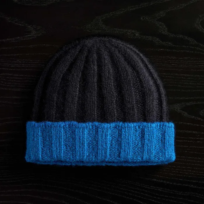James Perse Hats Cashmere Contrast Beanie Blackroyal Blue 8211 MenWomen