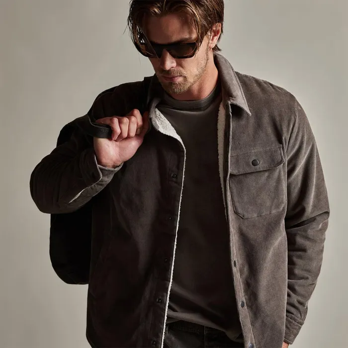 James Perse JacketsOuterwear Corduroy Sherpa Jacket Burro 8211 Men