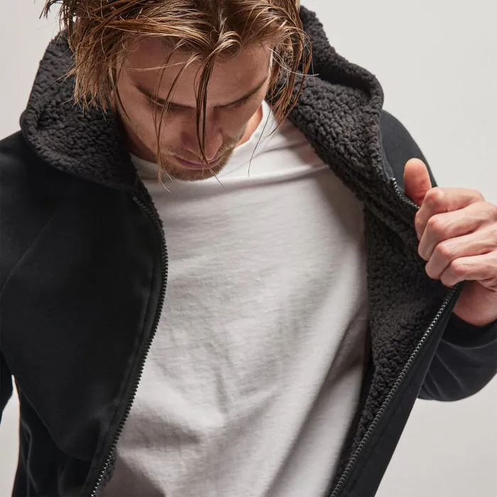 James Perse JacketsOuterwear Sherpa Lined Scuba Hoodie Blackblack 8211 Men