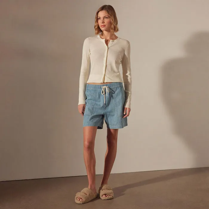 James Perse Shorts Pull On Denim Short Bleach Wash 8211 Women