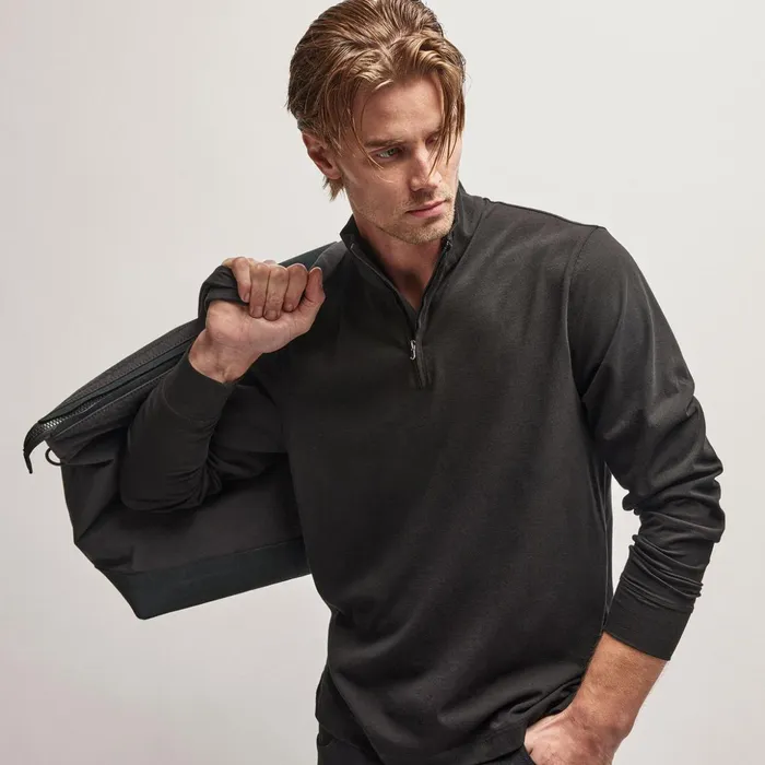 James Perse Sweat TopsBottoms Clean Finish Jersey Half Zip Black 8211 Men