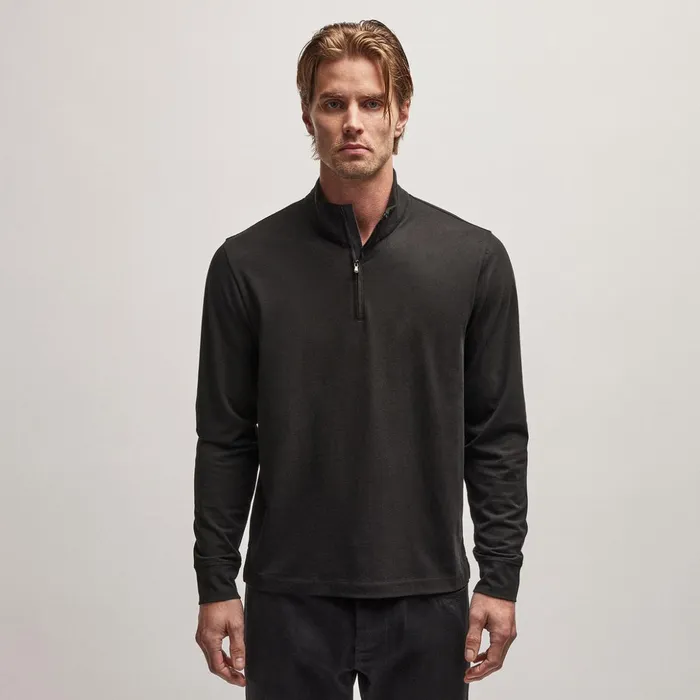 James Perse Sweat TopsBottoms Clean Finish Jersey Half Zip Black 8211 Men