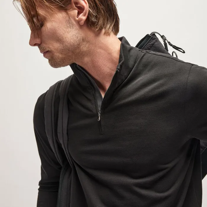 James Perse Sweat TopsBottoms Clean Finish Jersey Half Zip Black 8211 Men