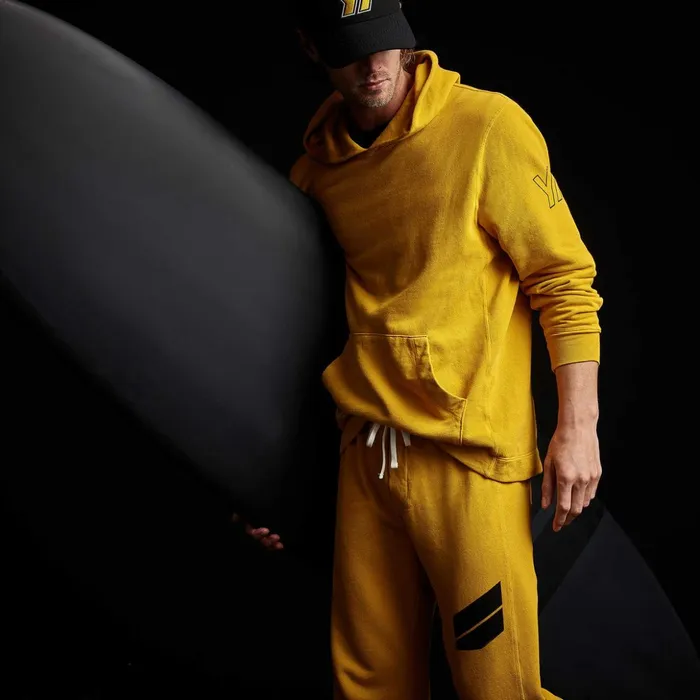 James Perse Sweat TopsBottoms French Terry Pullover Hoodie Crocus Yellow 8211 Men