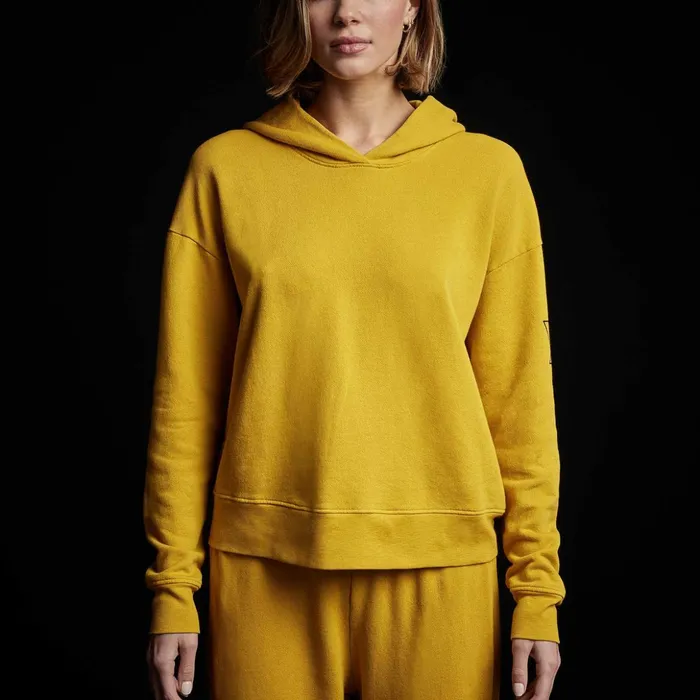 James Perse Sweat TopsBottoms Graphic Pullover Hoodie Crocus Yellow 8211 Women