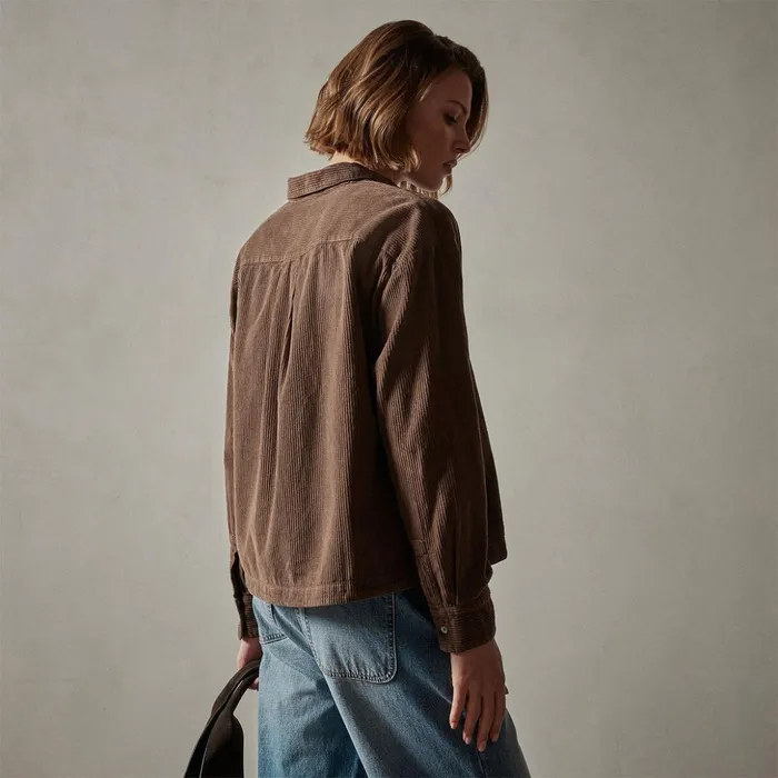 James Perse Tops Corduroy Cropped Boxy Shirt Fox Pigment 8211 Women