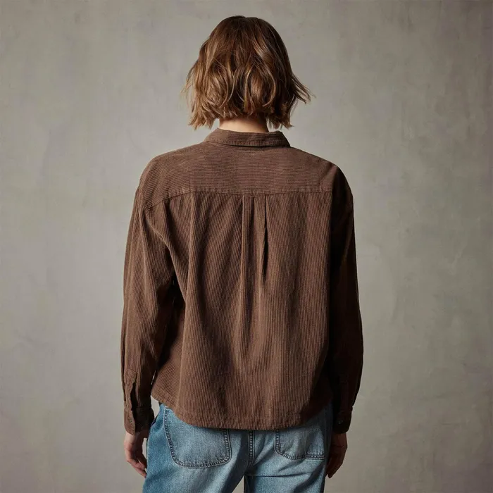 James Perse Tops Corduroy Cropped Boxy Shirt Fox Pigment 8211 Women