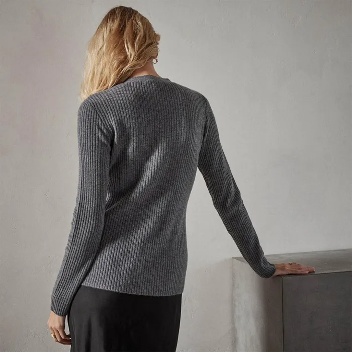 James Perse Tops Recycled Cashmere Skinny Rib Soft V Neck Grey Felt 8211 Women