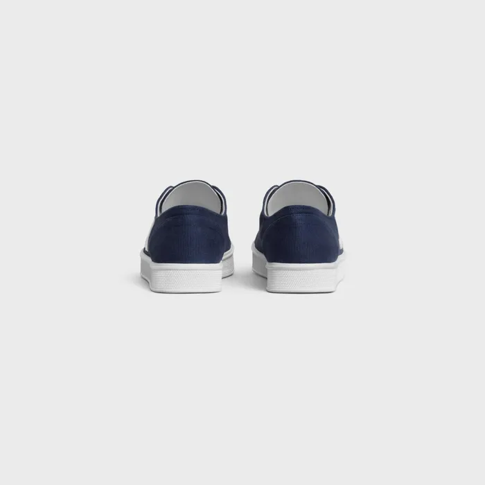 Jane Sneakers Low LaceUp With Triomphe Patch In Canvas And Calfskin Navy Women CELINE SNEAKERS