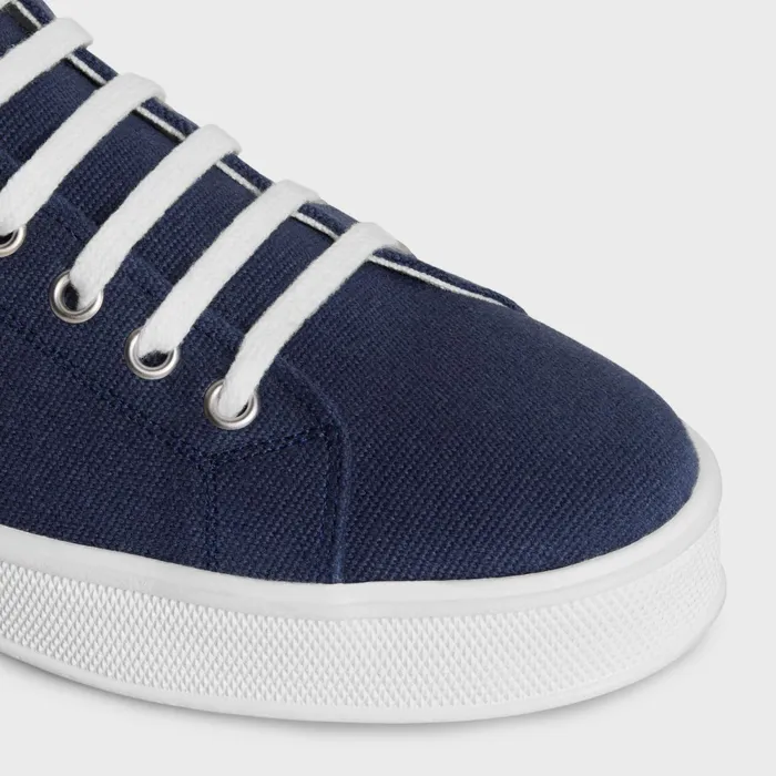 Jane Sneakers Low LaceUp With Triomphe Patch In Canvas And Calfskin Navy Women CELINE SNEAKERS