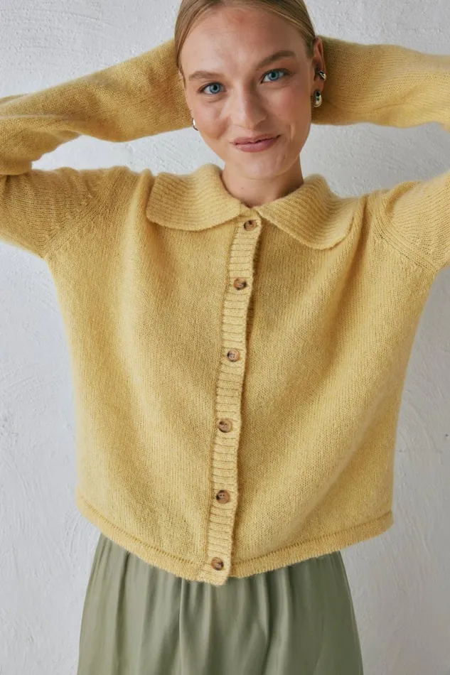 JumpersSweaters Women VRG GRL Avery Knit Cardigan Lemon