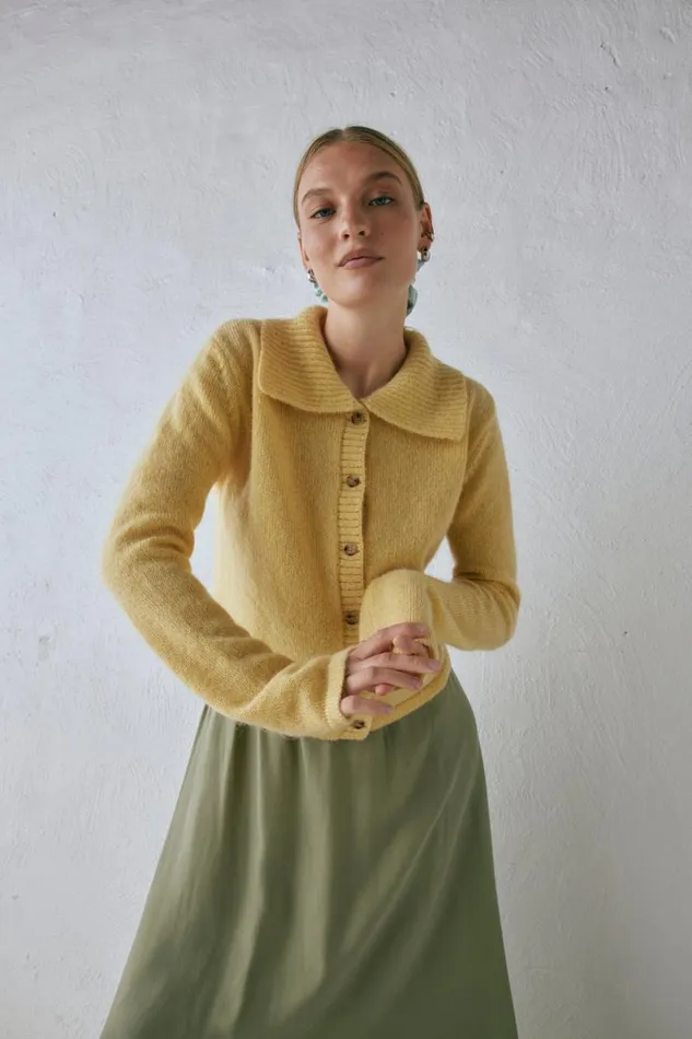 JumpersSweaters Women VRG GRL Avery Knit Cardigan Lemon JumpersSweaters Women VRG GRL Avery Knit Cardigan Lemon