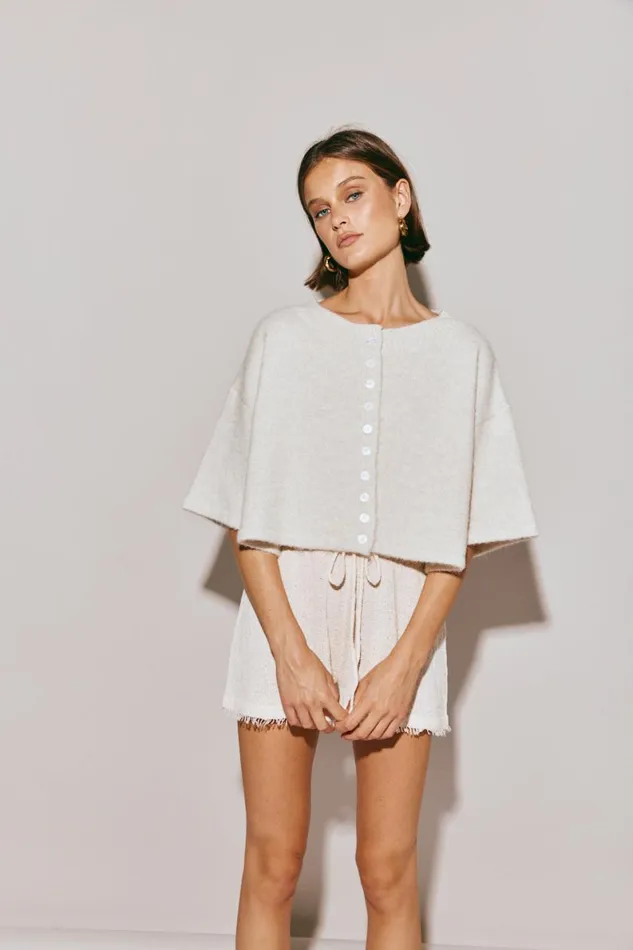 JumpersSweaters Women VRG GRL Hailey Knit Cardigan Oyster