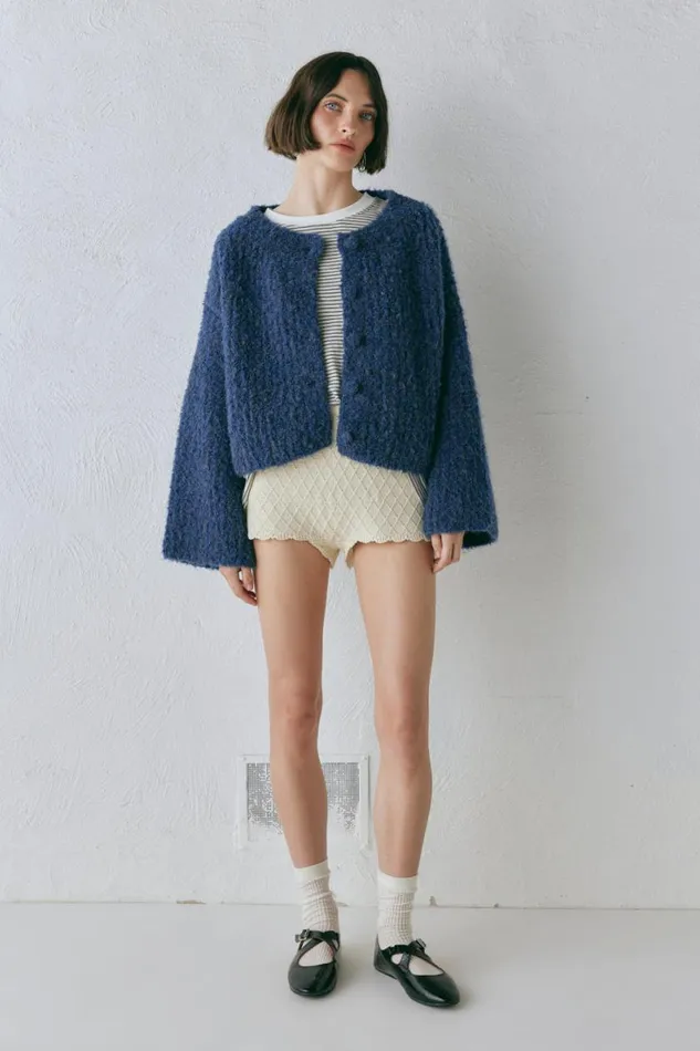 JumpersSweaters Women VRG GRL Lacy Knit Cardigan Marle