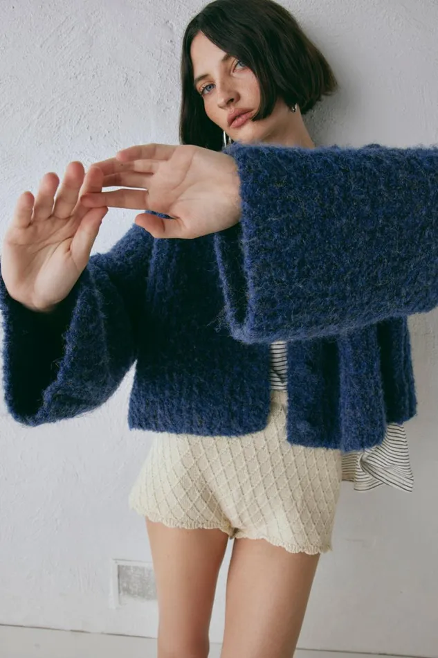 JumpersSweaters Women VRG GRL Lacy Knit Cardigan Marle JumpersSweaters Women VRG GRL Lacy Knit Cardigan Marle