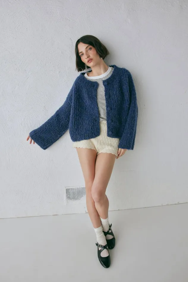 JumpersSweaters Women VRG GRL Lacy Knit Cardigan Marle JumpersSweaters Women VRG GRL Lacy Knit Cardigan Marle