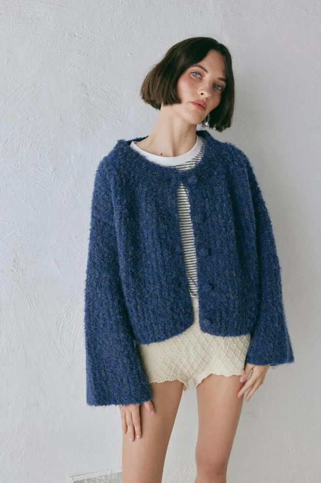 JumpersSweaters Women VRG GRL Lacy Knit Cardigan Marle JumpersSweaters Women VRG GRL Lacy Knit Cardigan Marle