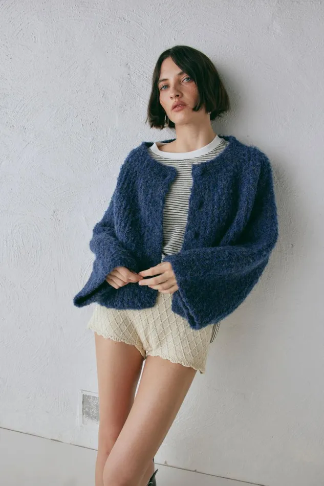 JumpersSweaters Women VRG GRL Lacy Knit Cardigan Marle JumpersSweaters Women VRG GRL Lacy Knit Cardigan Marle