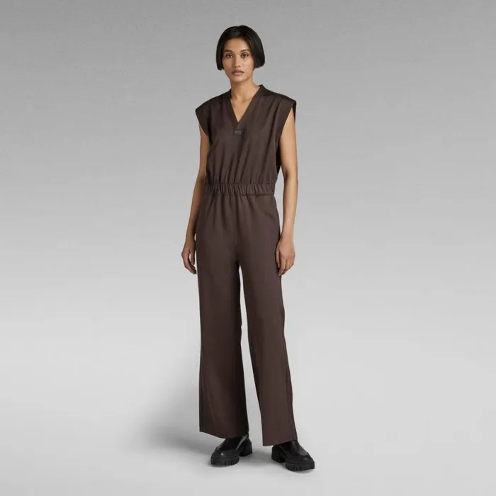 Jumpsuits Women GStar RAW Wide Leg VNeck Jumpsuit Chocolat