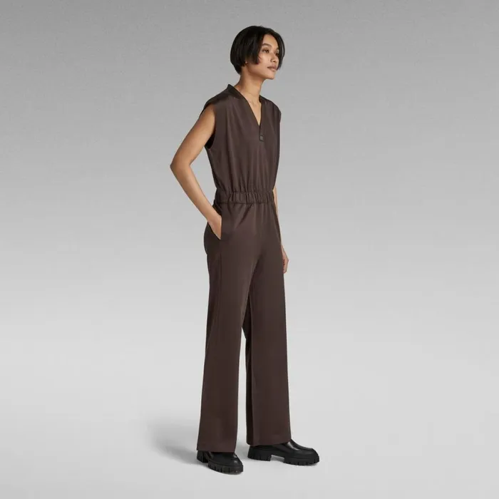 Jumpsuits Women GStar RAW Wide Leg VNeck Jumpsuit Chocolat