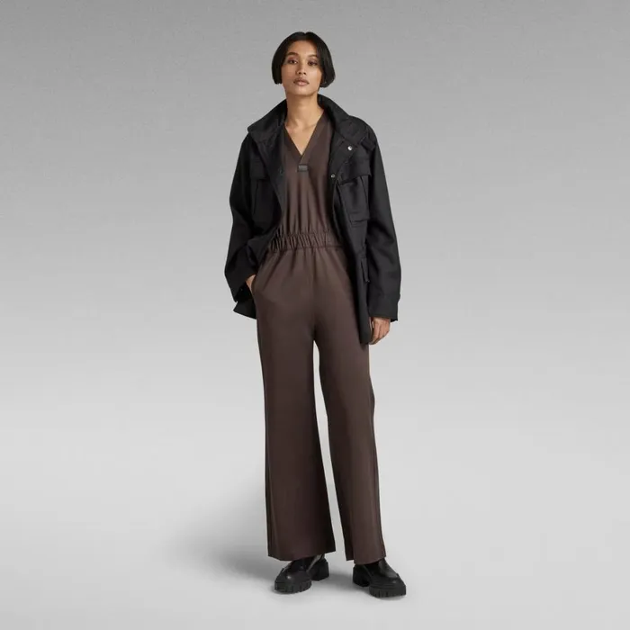 Jumpsuits Women GStar RAW Wide Leg VNeck Jumpsuit Chocolat