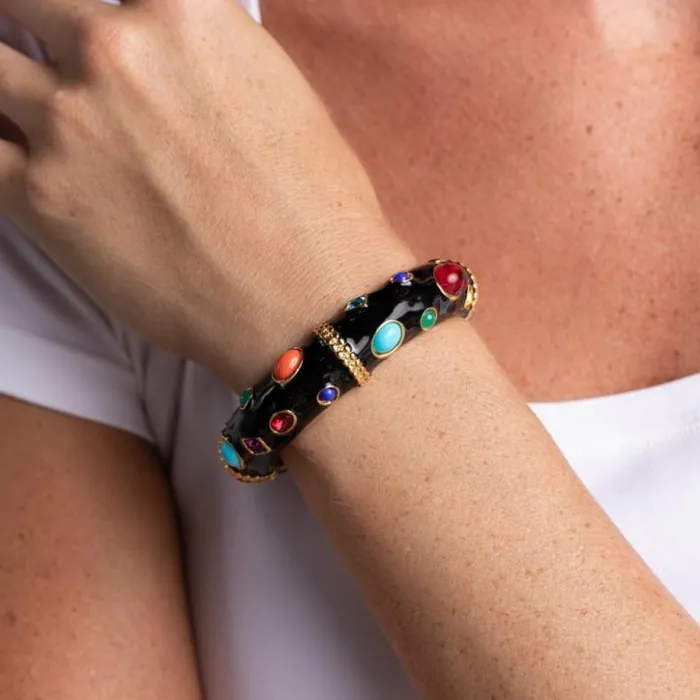 Kenneth Jay Lane Dark Color Bracelets Women Gemstone Bangle