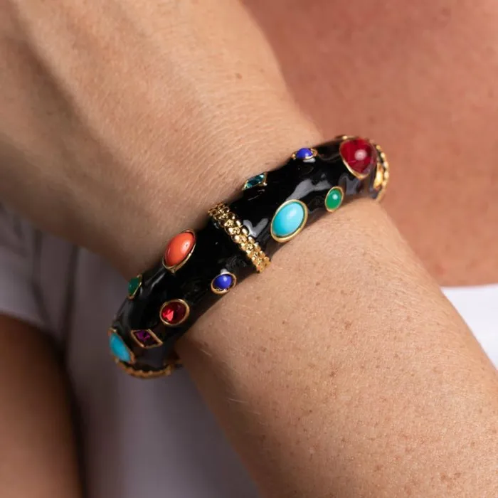 Kenneth Jay Lane Dark Color Bracelets Women Gemstone Bangle