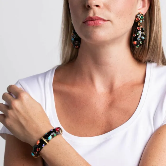 Kenneth Jay Lane Dark Color Bracelets Women Gemstone Bangle