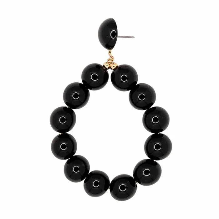 Kenneth Jay Lane Dark Color Earrings Women Gold And Black Ball Hoop Earrings