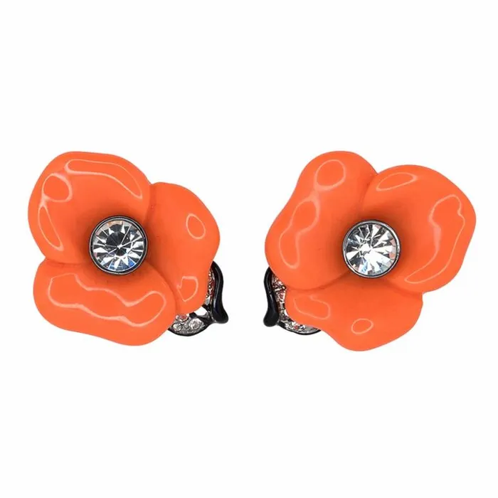 Kenneth Jay Lane Light Color Earrings Women Coral Flower Clip Earrings