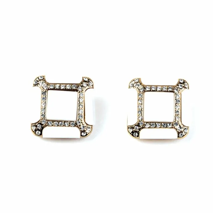 Kenneth Jay Lane Light Color Earrings Women White Square Clip Earrings